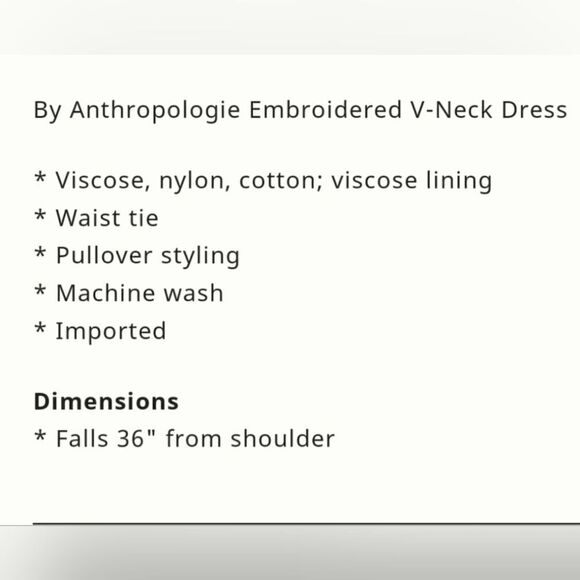 Anthropologie Embroidered Deco Dress in Off white Size Small - Picture 6 of 6